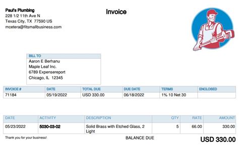 mcafee invoice from quickbooks.